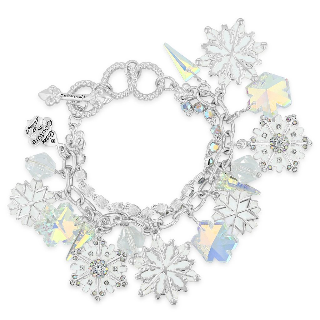 Snow Crystal Ab Two Strand Bracelet By Ritzy Couture Deluxe - Fine Silver Plated